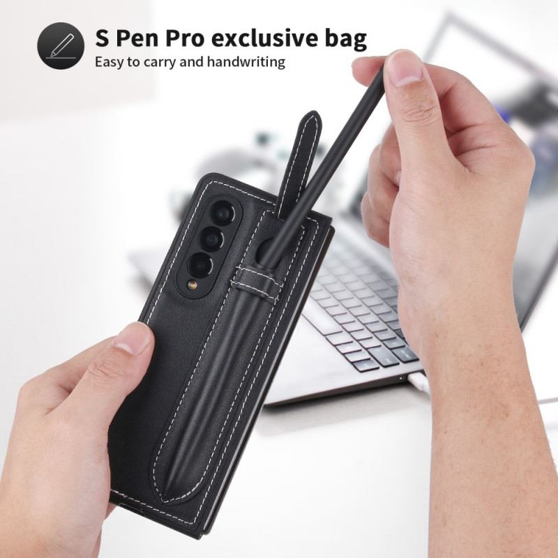 Coque Samsung Galaxy Z Fold 3 5G Cuir Véritable Porte-Stylet