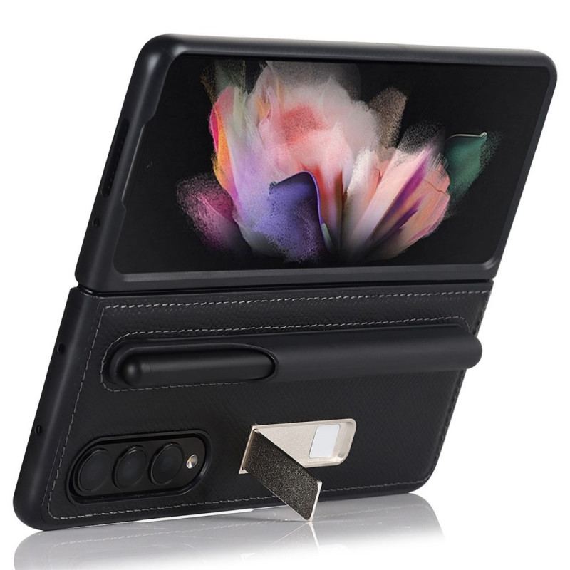 Coque Samsung Galaxy Z Fold 3 5G Cuir Véritable Support et Porte-Stylet