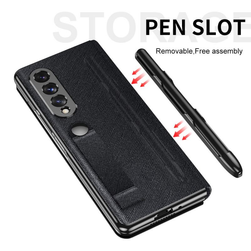 Flip Cover Samsung Galaxy Z Fold 3 5G Miroir Porte-Stylet et Sangle