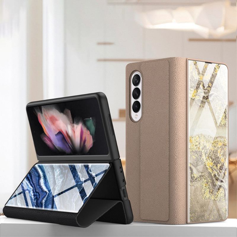 Flip Cover Samsung Galaxy Z Fold 3 5G Verre Trempé Effet Marbre