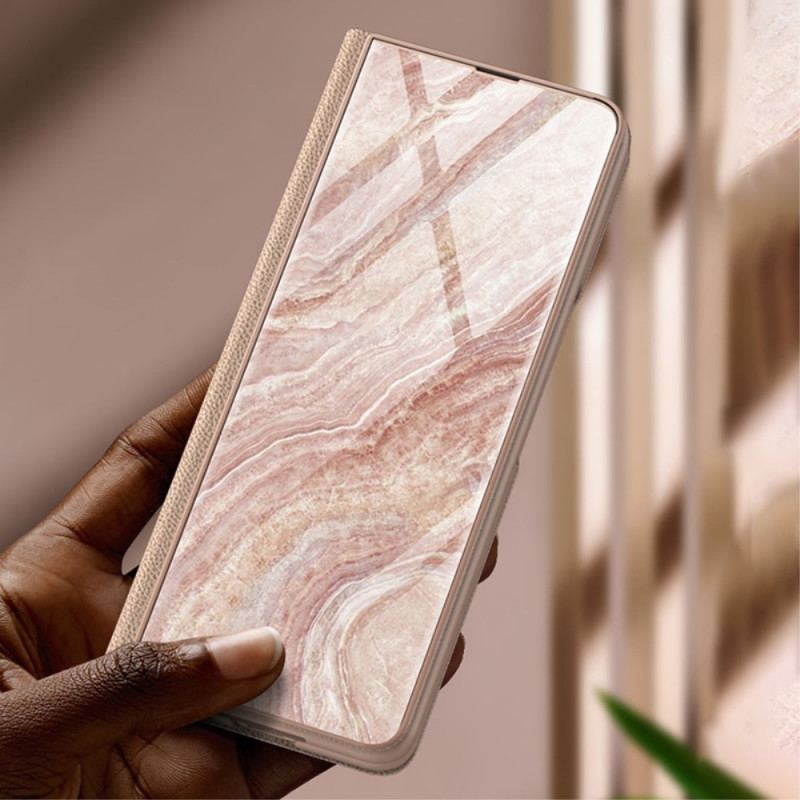 Flip Cover Samsung Galaxy Z Fold 3 5G Verre Trempé Effet Marbre