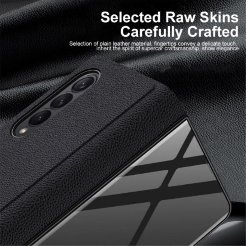 Flip Cover Samsung Galaxy Z Fold 3 5G Verre Trempé et Simili Cuir