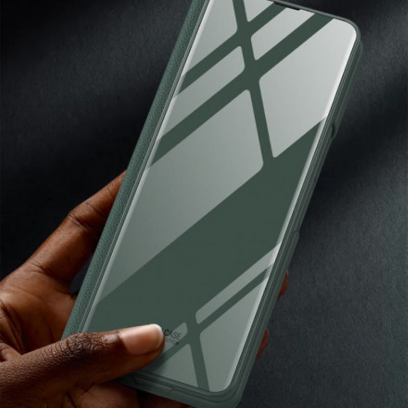 Flip Cover Samsung Galaxy Z Fold 3 5G Verre Trempé et Simili Cuir