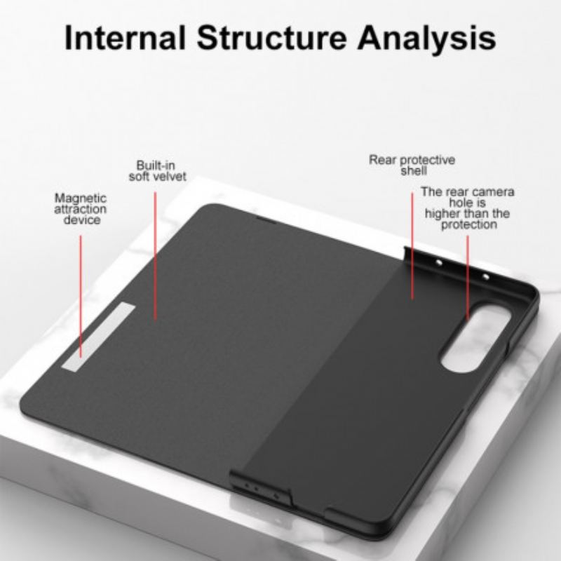 Flip Cover Samsung Galaxy Z Fold 3 5G Verre Trempé et Simili Cuir