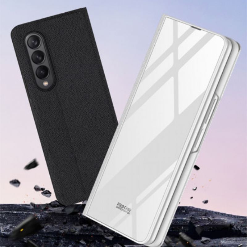 Flip Cover Samsung Galaxy Z Fold 3 5G Verre Trempé et Simili Cuir