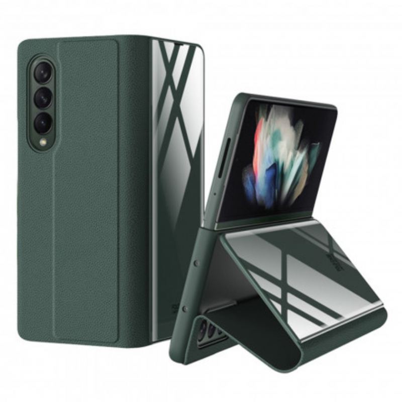 Flip Cover Samsung Galaxy Z Fold 3 5G Verre Trempé et Simili Cuir