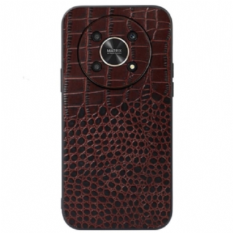 Coque Honor Magic 4 Lite 5G Véritable Cuir Texture Crocodile Verni