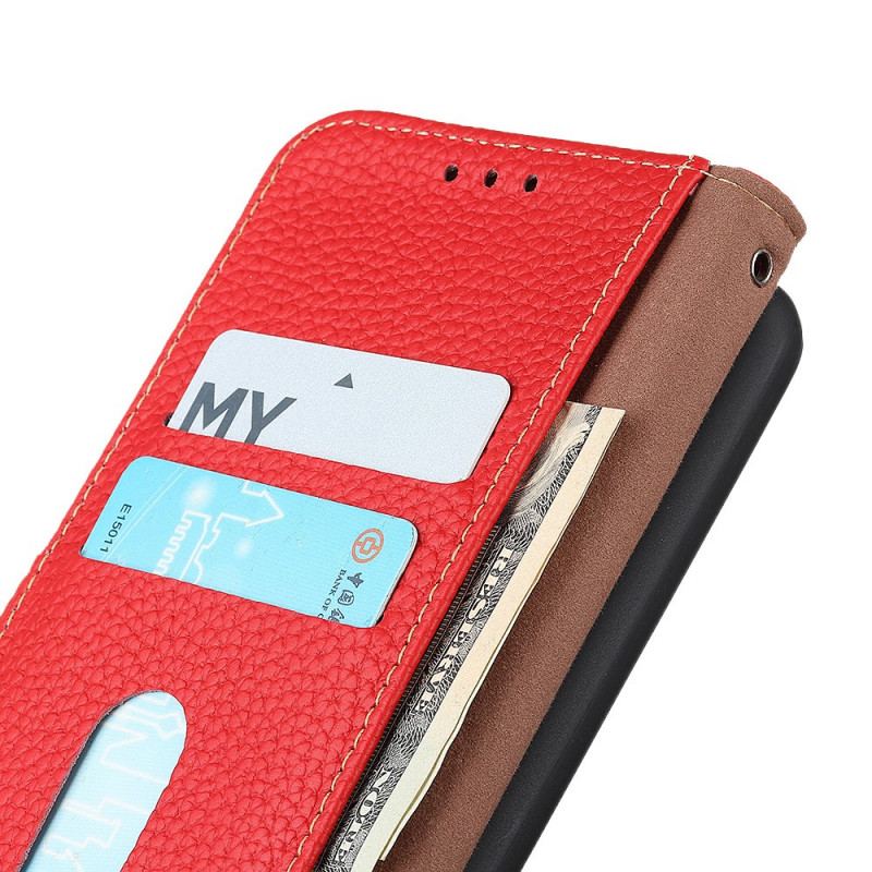 Housse Honor Magic 4 Lite 5G Cuir Véritable Litchi KHAZNEH