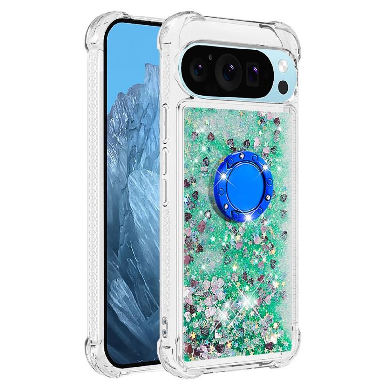 Coque Google Pixel 10 Paillettes avec Anneau-Support