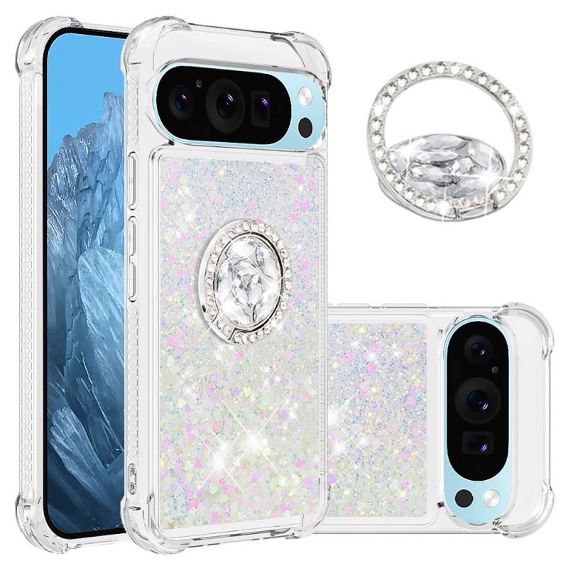 Coque Google Pixel 10 Paillettes avec Anneau-Support
