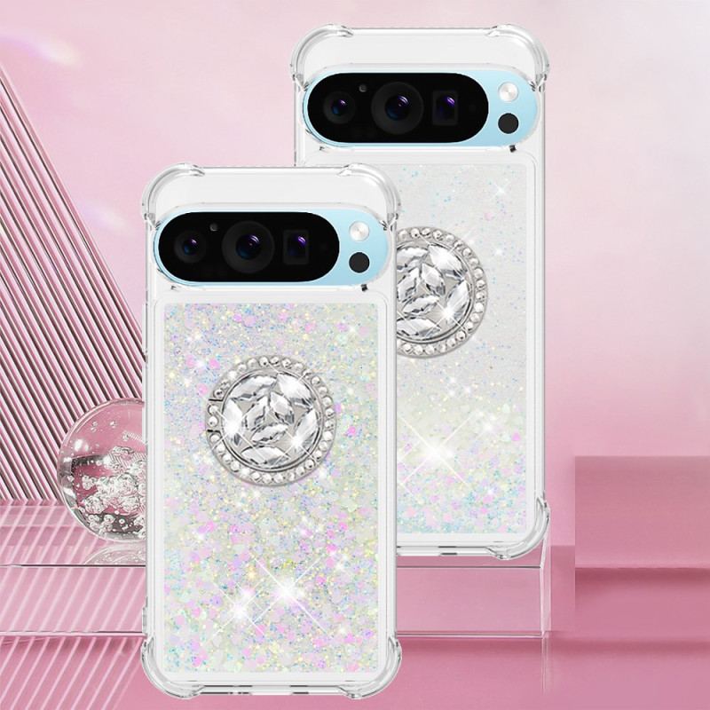 Coque Google Pixel 10 Paillettes avec Anneau-Support