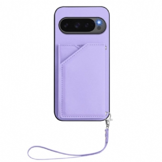Coque Google Pixel 10 / Pixel 10 Pro Effet Cuir avec Porte-Cartes et Lanière
