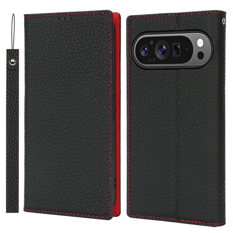 Flip Cover Google Pixel 10 Cuir Texturé à Lanière