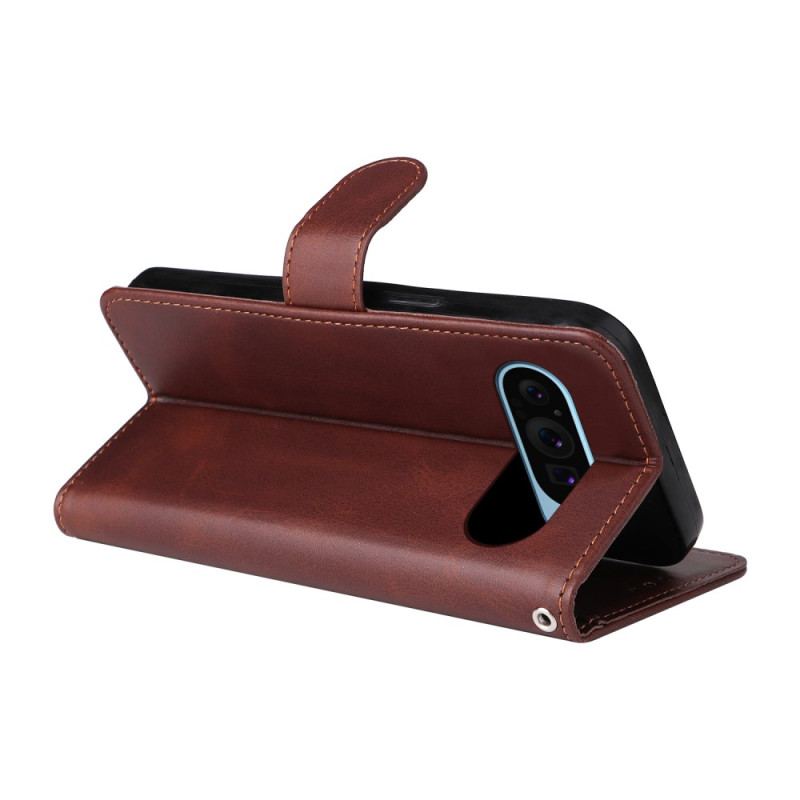 Housse Google Pixel 10 / 10 Pro / 9 / 9 Pro Style Cuir Uni à Lanière