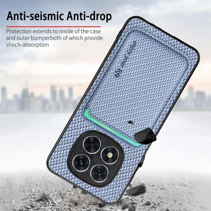 Coque Xiaomi Redmi Note 14 Pro 5G / Poco X7 Fibre Carbone Porte-Cartes Détachable
