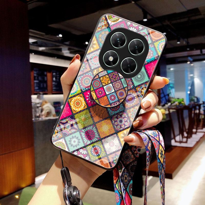 Coque Xiaomi Redmi Note 14 Pro 5G / Poco X7 5G Lanière et Anneau-Support Patchwork