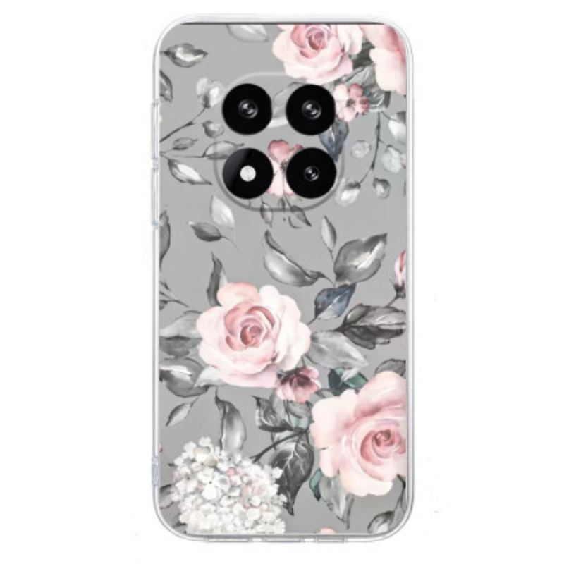 Coque Xiaomi Redmi Note 14 Pro 5G / Poco X7 Motif Floral sur Fond Gris