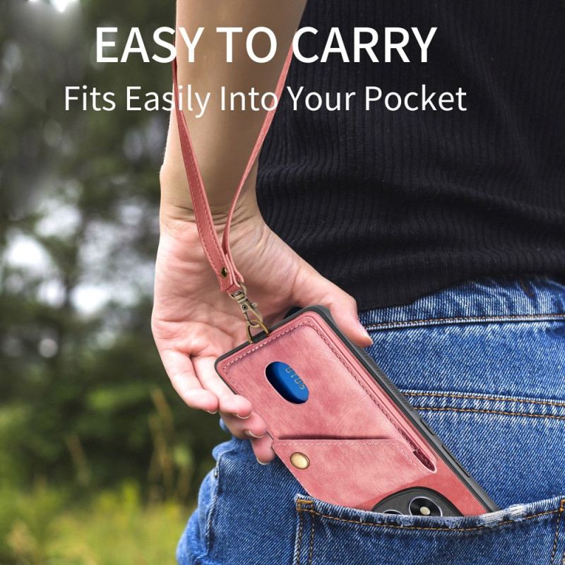 Coque Xiaomi Redmi Note 14 Pro 5G / Poco X7Effet Cuir Porte-cartes et Lanière