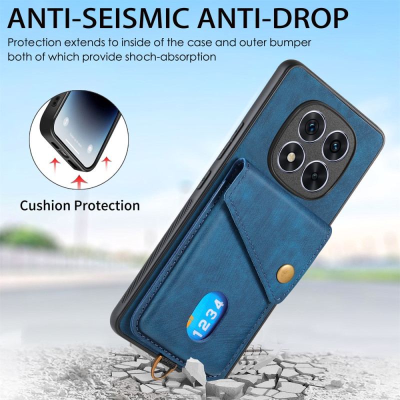 Coque Xiaomi Redmi Note 14 Pro 5G / Poco X7Effet Cuir Porte-cartes et Lanière