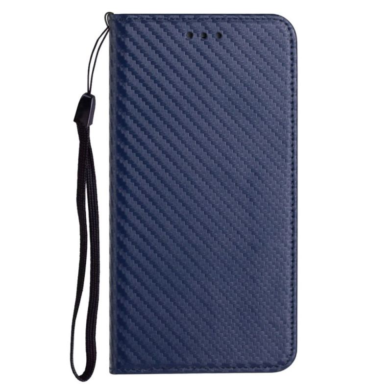 Flip Cover Xiaomi Redmi Note 14 Pro Plus 5G / 14 Pro 5G / Poco X7 Fibre Carbone à Lanière
