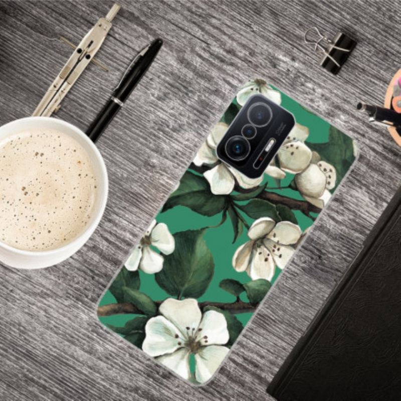 Coque Xiaomi 11T / 11T Pro Fleurs Blanches Peintes