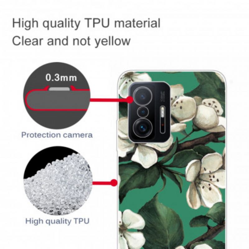 Coque Xiaomi 11T / 11T Pro Fleurs Blanches Peintes