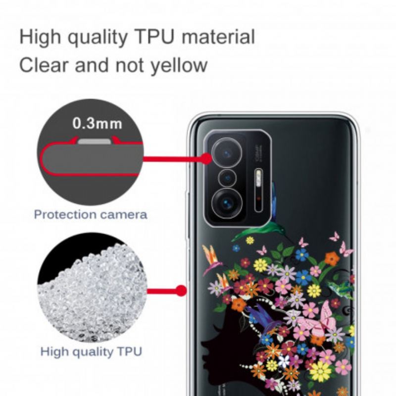 Coque Xiaomi 11T / 11T Pro Transparente Chevelure Fleuri