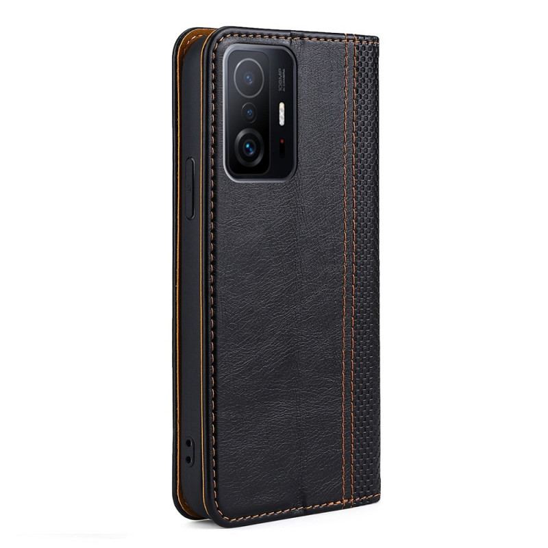 Flip Cover Xiaomi 11T / 11T Pro Cuir Litchi Fendu Coutures