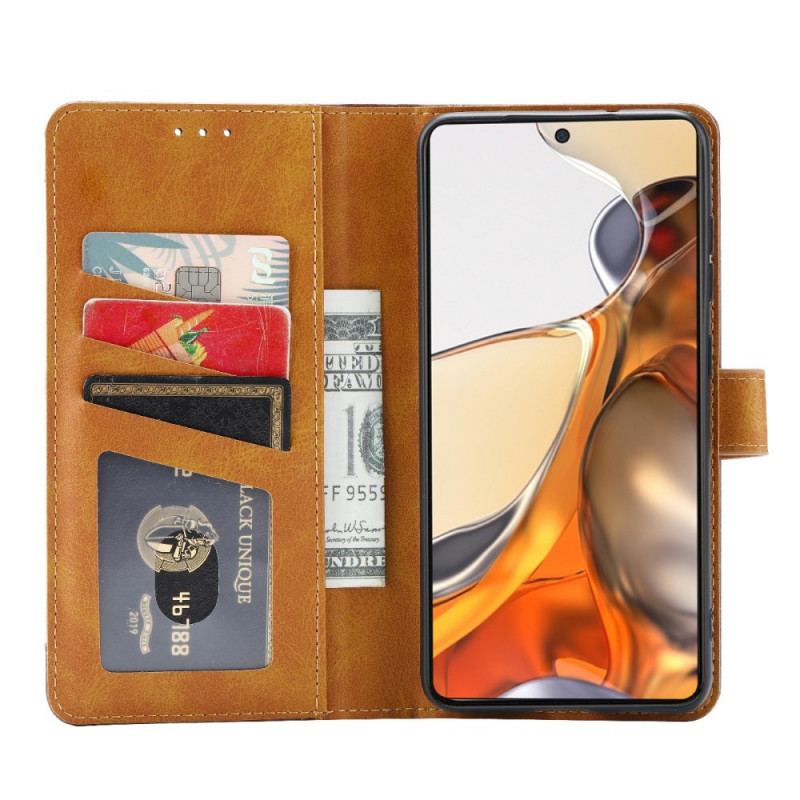 Housse Xiaomi 11T / 11T Pro Effet Cuir Porte-Carte Frontal et Sangle