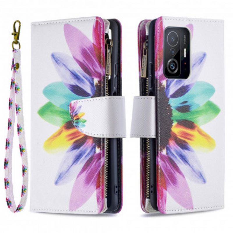 Housse Xiaomi 11T / 11T Pro Poche Zippée Fleur