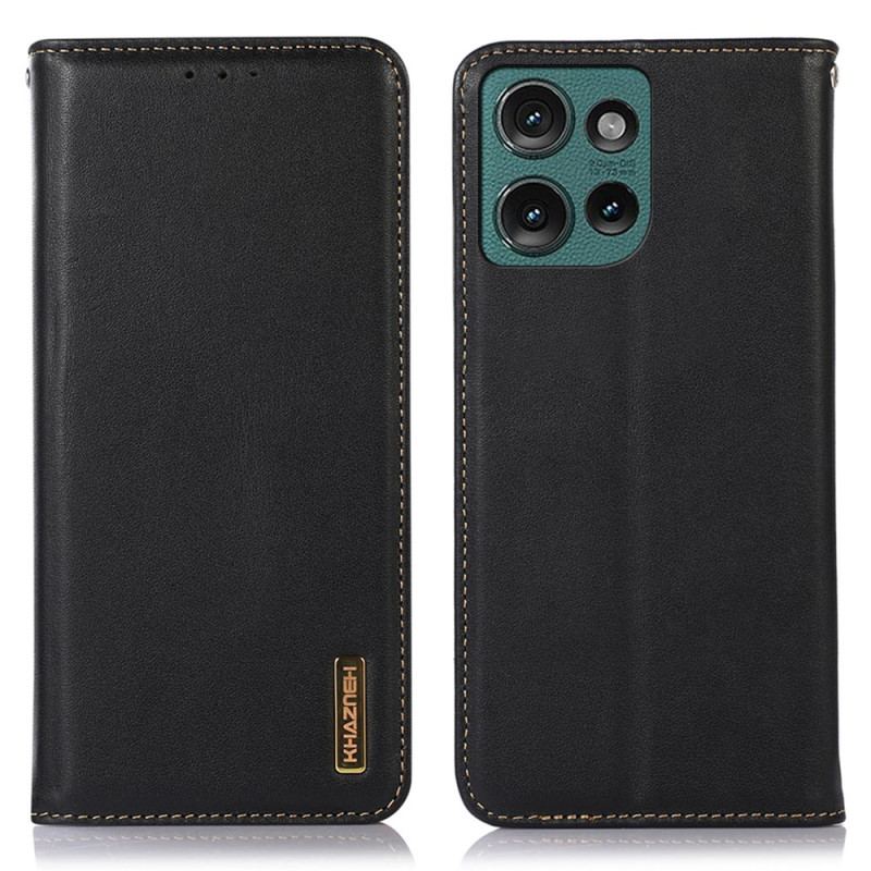Flip Cover Motorola Edge 50 Cuir Véritable KHAZNEH
