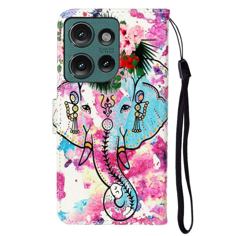Housse Motorola Edge 50 Éléphant Fleuri Premium