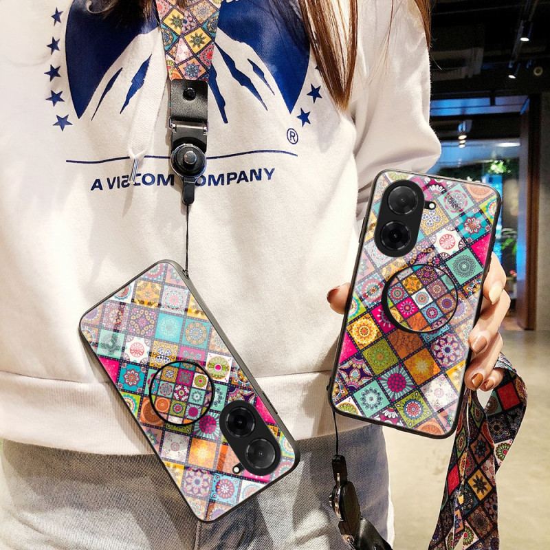 Coque Poco C71 Support et Lanière Patchwork