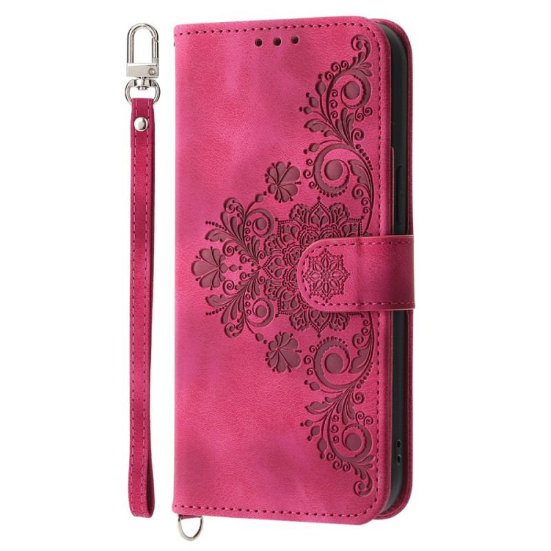 Housse Poco C71 Dentelle Florale avec Lanière et Bandoulière