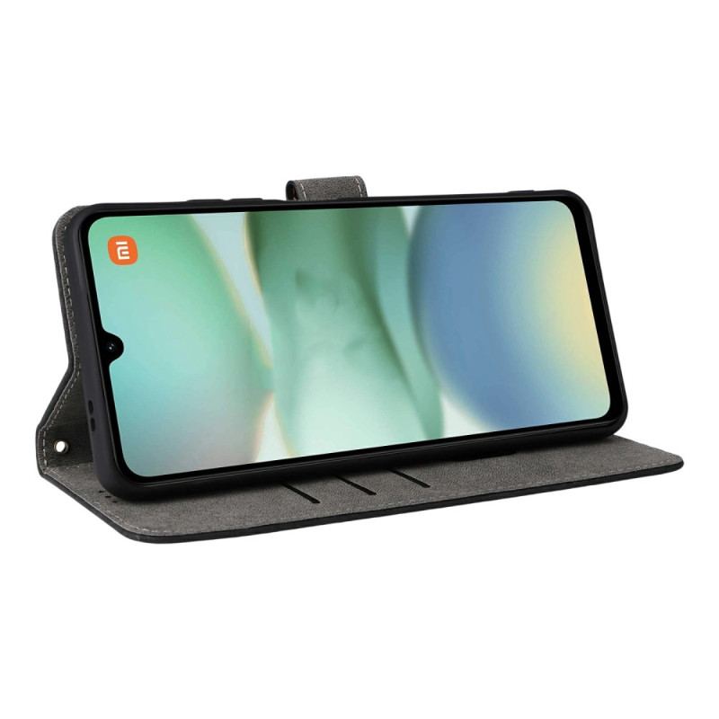 Housse Poco C71 Effet Daim Protection RFID à Lanière