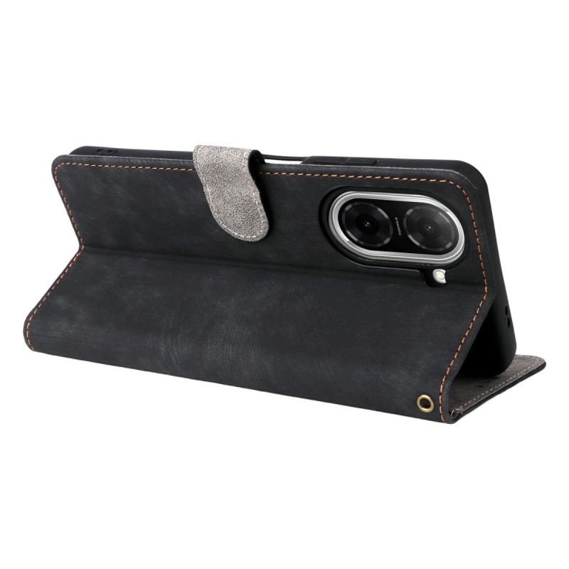 Housse Poco C71 Effet Daim Protection RFID à Lanière