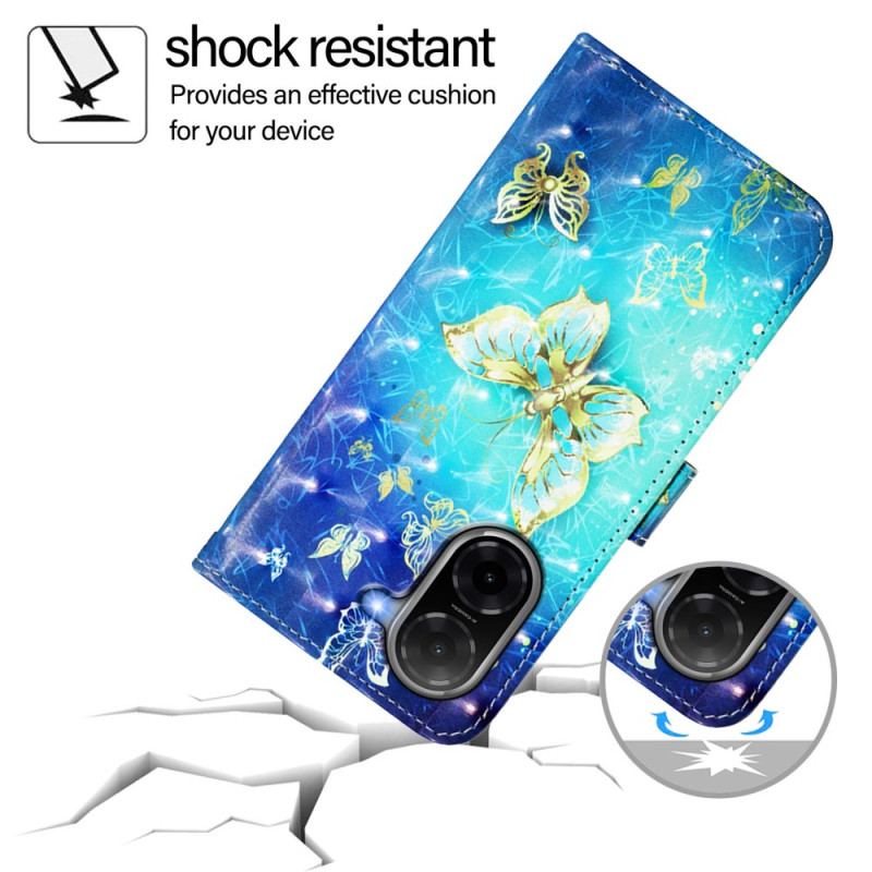 Housse Poco C71 Papillons dorés