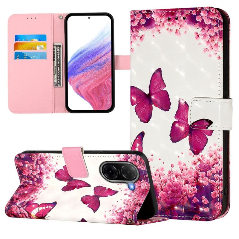 Housse Poco C71 Papillons Roses