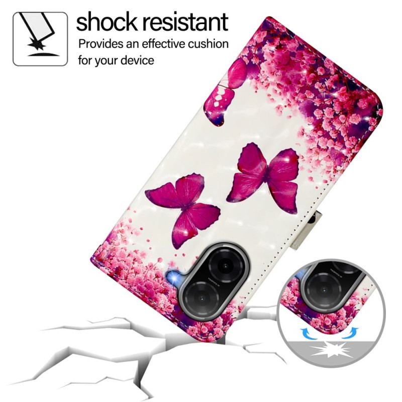 Housse Poco C71 Papillons Roses