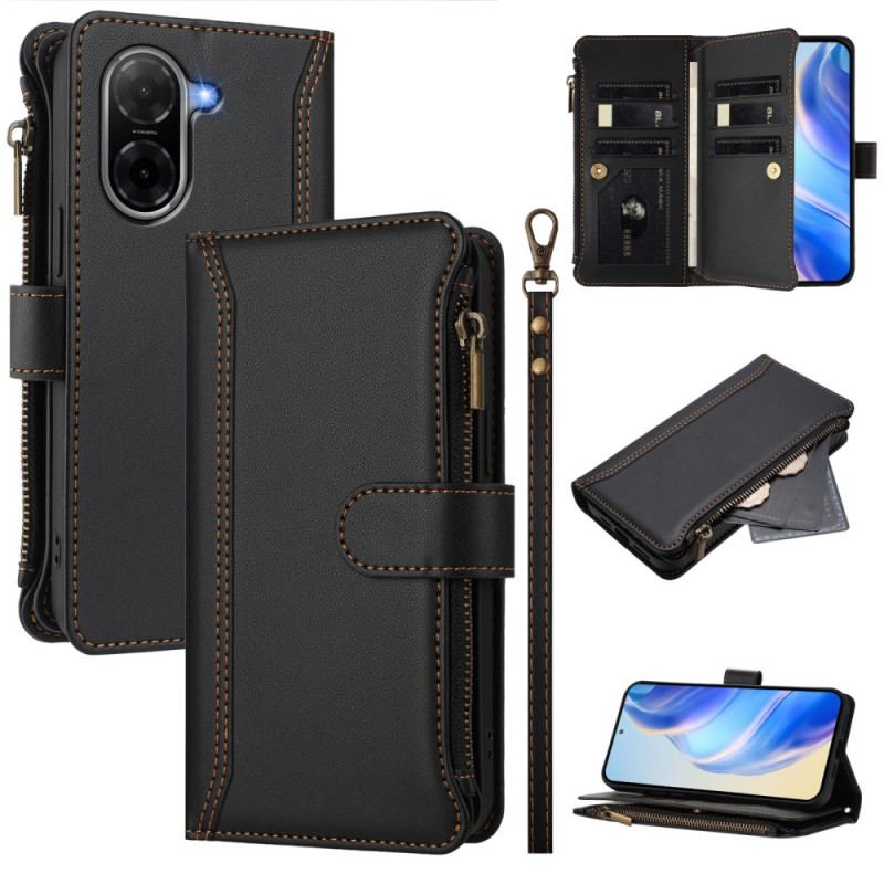 Housse Poco C71 Portefeuille 9 Porte-Cartes à Lanière