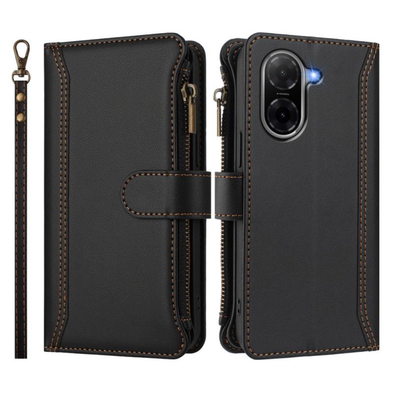 Housse Poco C71 Portefeuille 9 Porte-Cartes à Lanière