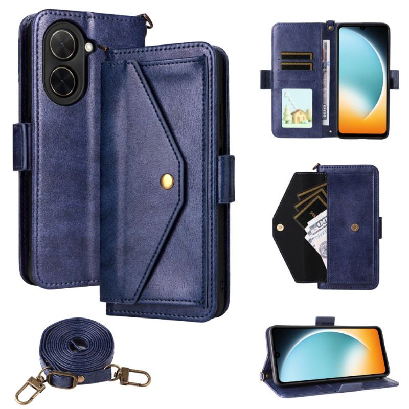 Housse Poco C71 Portefeuille à Bandoulière