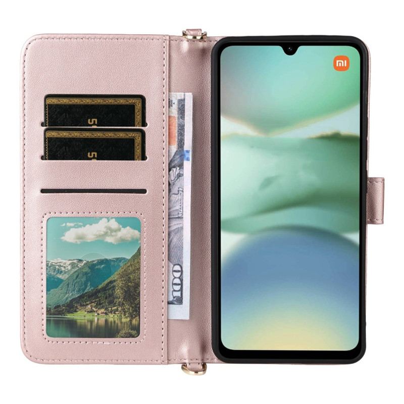 Housse Poco C71 Portefeuille Matelassé avec Lanière et Bandoulière