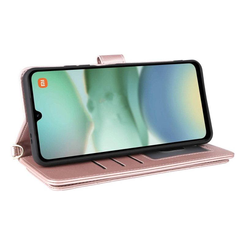 Housse Poco C71 Portefeuille Matelassé avec Lanière et Bandoulière