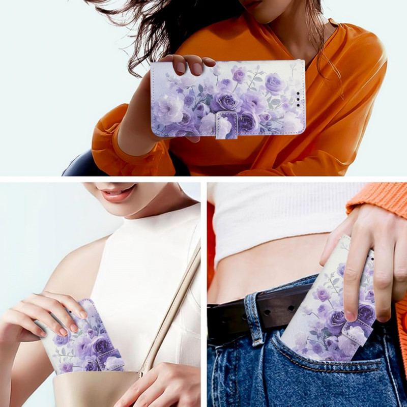 Housse Poco C71 Roses Violettes