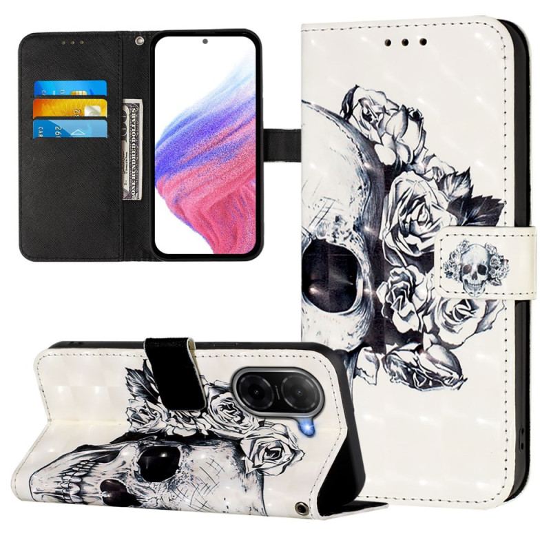 Housse Poco C71 Tête de Mort Fleurie