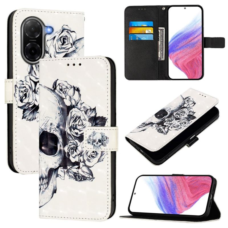 Housse Poco C71 Tête de Mort Fleurie