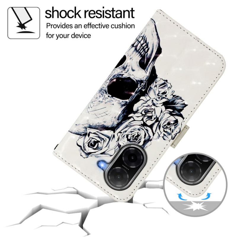 Housse Poco C71 Tête de Mort Fleurie