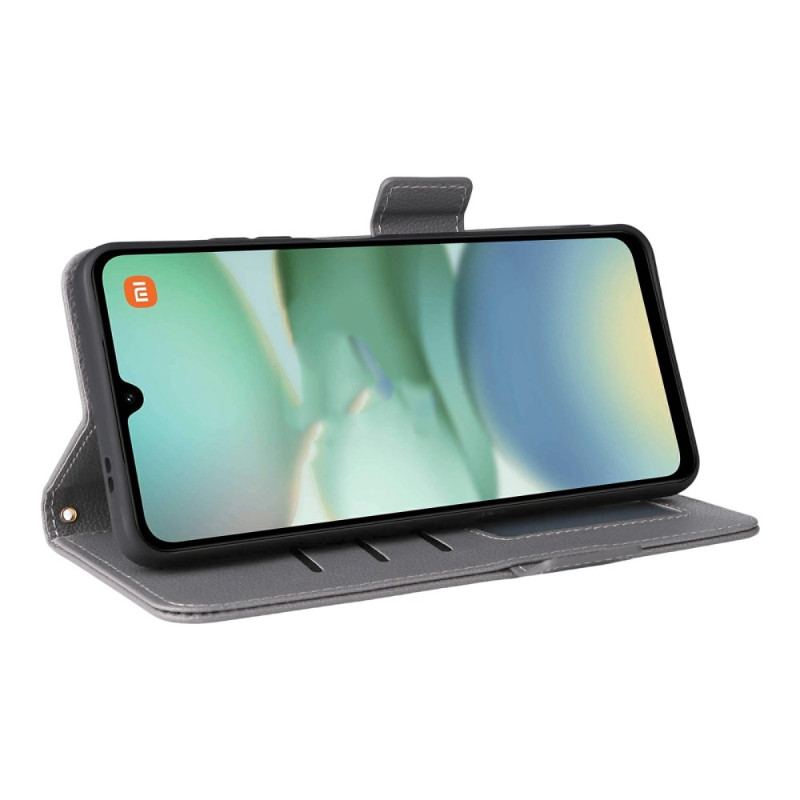 Housse Poco C71 Texture Litchi à Lanière