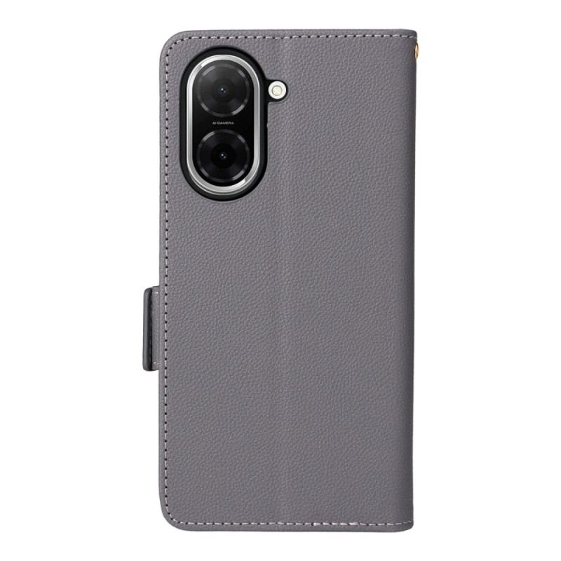 Housse Poco C71 Texture Litchi à Lanière